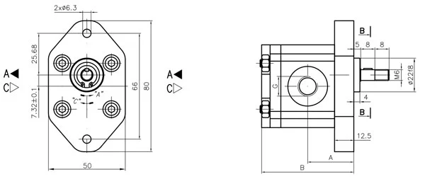 ابعاد پمپ دنده ای هیدرولیک کاپرونی گروه 00 با لیتراژ 0.25 تا ۲ متر مکعب | مرکز برق