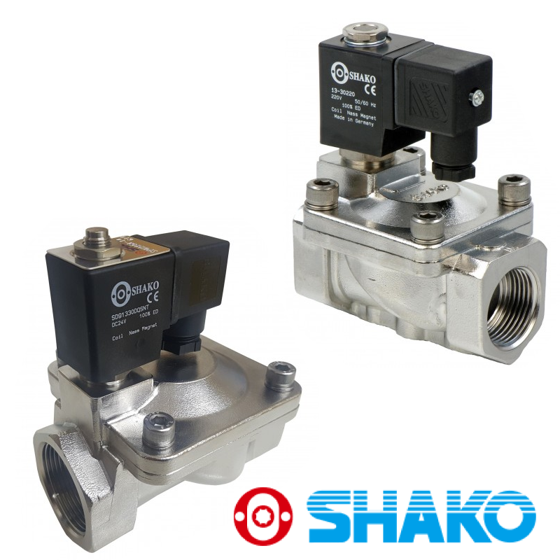 Solenoid Valve SHAKO SPU225A-08 کاتالوگ، لیست قیمت و خرید شیر برقی استیل شاکو SHAKO سایز 3/8 تا 2 اینچ | مرکز برق