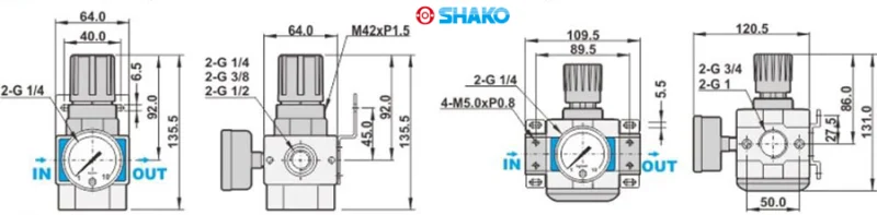 کاتالوگ، لیست قیمت و خرید رگلاتور پنوماتیک شاکو SHAKO مدل UR | مرکز برق