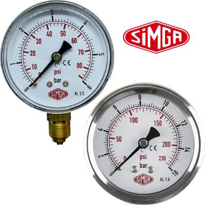 SiMGA Dry Pressure Gauge کاتالوگ، لیست قیمت و خرید گیج فشار خشک سیمگا SiMGA | مرکز برق