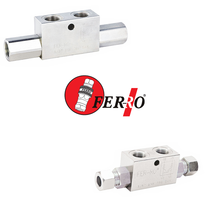 FERRO Double Pilot Operated Check Valve_1.4 Inch کاتالوگ، لیست قیمت و خرید قفل کتابی دوبل هیدورلیک فرو سایز 1/2 اینچ | مرکز برق